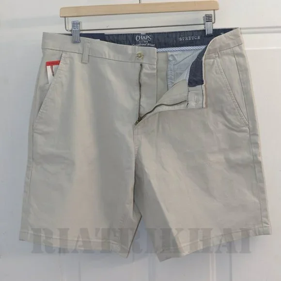 Tan NWT Mens Flat-Front Chino Shorts Chaps - Picture 5 of 9